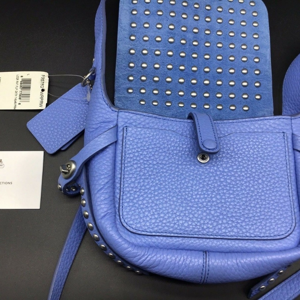 Coach LCQR Periwinkle Rivet Flap DAKOTAH Purse - Picture 4 of 8